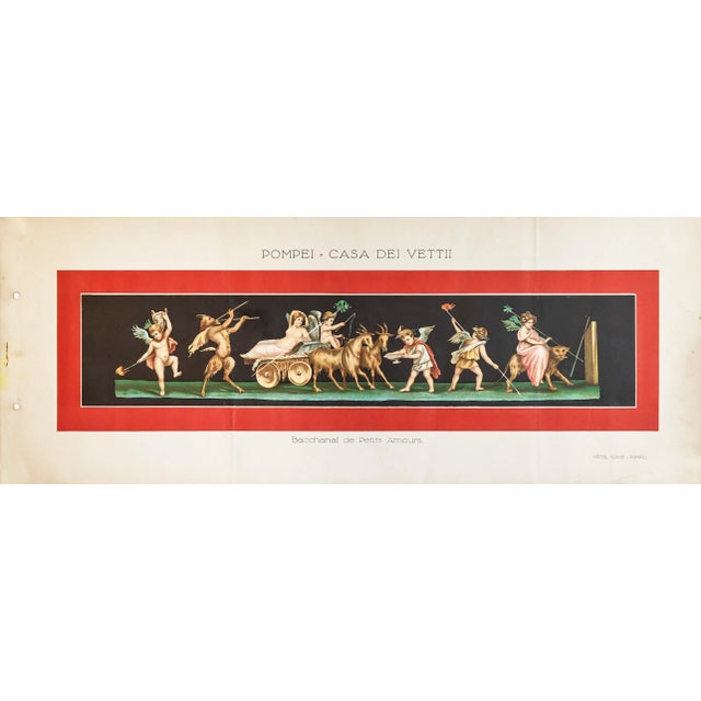 1900 Antique Italian Label, Pompei, Casa Dei Vettii, Baccanal De Petits Amours (Cherubs at Play) For Sale