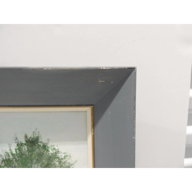 Framed Oil Painting "Morning Fog" Painted Wood Frame For Sale - Image 4 of 6