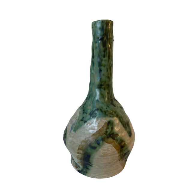 Antique Arts & Crafts Organic Form Drip Glaze Pottery Vase For Sale - Image 6 of 11