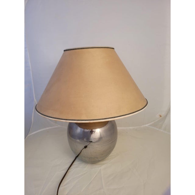 1970s Vintage Silver-Plated Ceramic Table Lamp from La Bottega, 1980s For Sale - Image 5 of 13