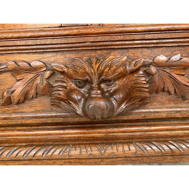 Antique French Carved Oak Vitrine Cabinet Bookcase Barley Twist Renaissance For Sale - Image 13 of 18