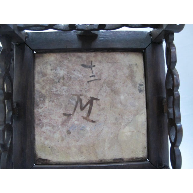 Antique Chinese Marble Inset Carved Wood 3 Step Tier Scholar Display Stand For Sale - Image 11 of 14