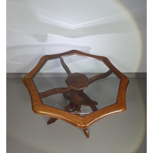 Octagonal Oak Dining Table with Inlaid Glass Top For Sale - Image 18 of 18