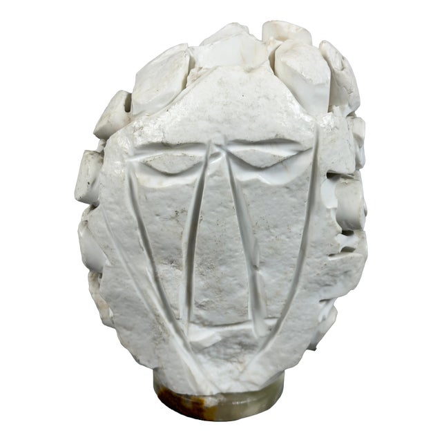 Sculptural Abstract Face Table Lamp in Marble, 20th Century For Sale