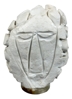 Sculptural Abstract Face Table Lamp in Marble, 20th Century