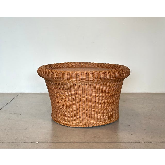 Round Wicker Coffee Table, 1970s For Sale - Image 10 of 10