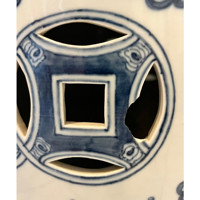 Mid 20th Century Blue & White Chinese Dragon Garden Stool Side Tables - A Pair For Sale - Image 15 of 15