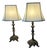 Mid 20th Century Gilt Metal Footed Baroque Style Lamps and Shades - A Pair For Sale