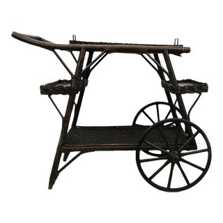 Antique Wicker Tea Cart For Sale