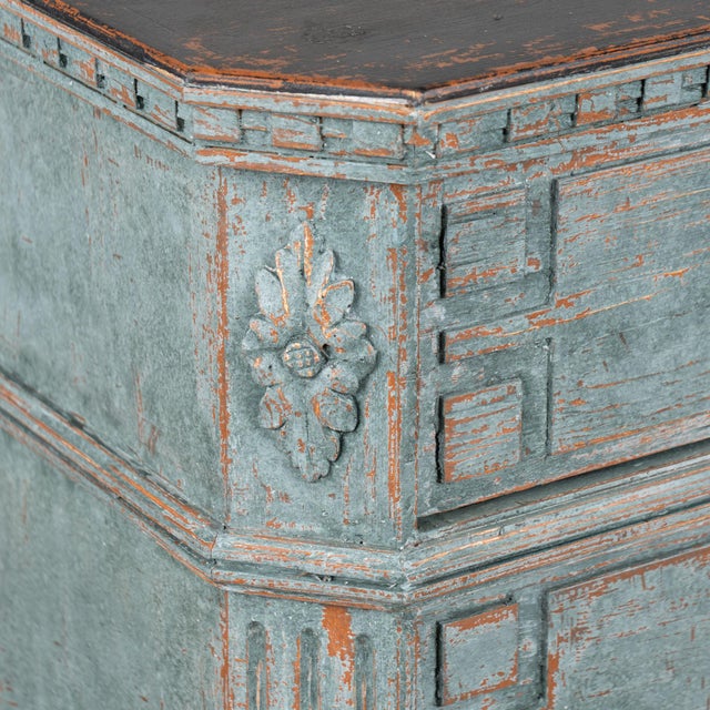 Wood Pair, 19th Century Gustavian Style Blue Chest of Drawers or Nightstands For Sale - Image 7 of 15