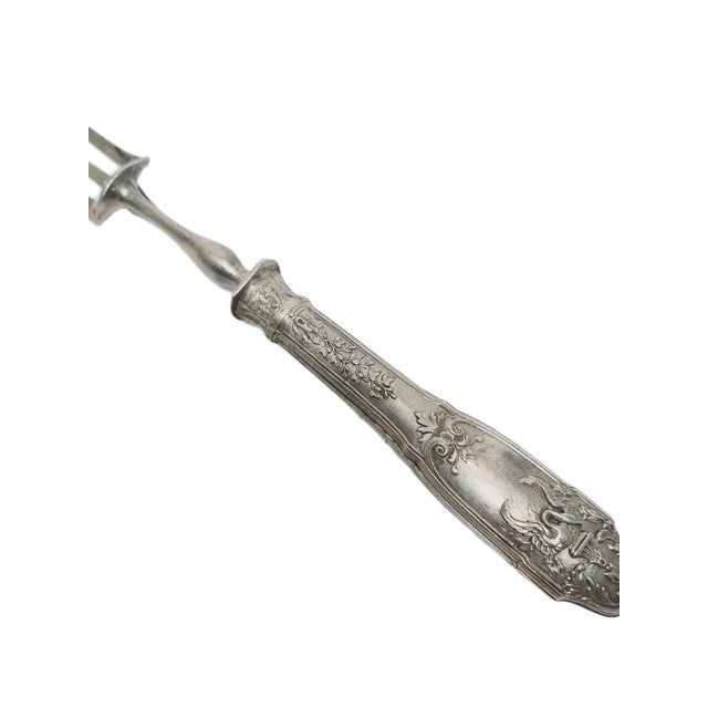 Silver Classicist Silver Roast Fork, France, 1880s For Sale - Image 8 of 14