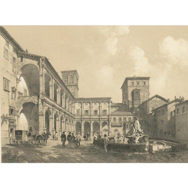 After Bayot, Courtyard of Palazzo Venezia, Rome, 1869, Lithograph For Sale - Image 3 of 9
