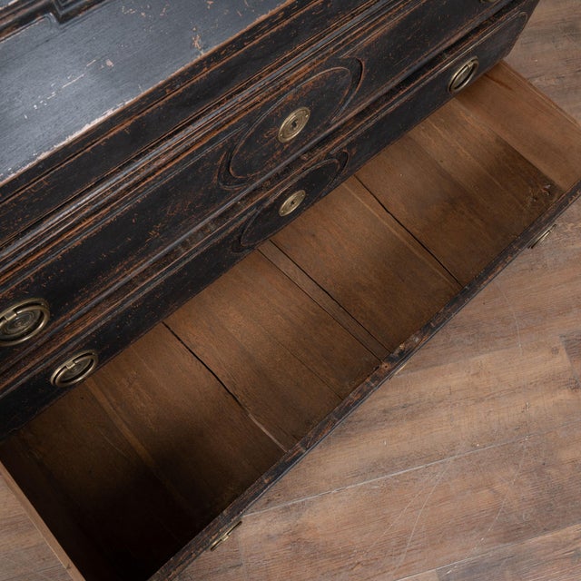 Early 19th Century Danish Black Painted Oak Baroque Secretary For Sale - Image 10 of 11