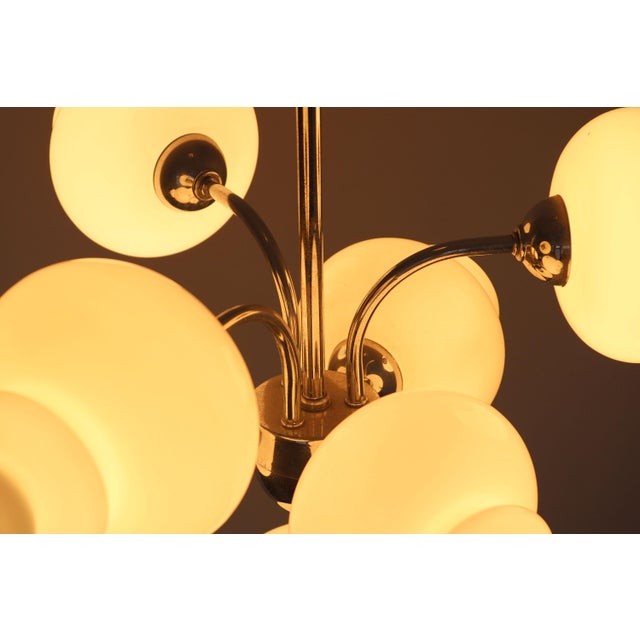 Mid-Century Modern Mid-Century Chandelier in Chrome and Opaline by S.A. Boulanger, 1970 For Sale - Image 3 of 10