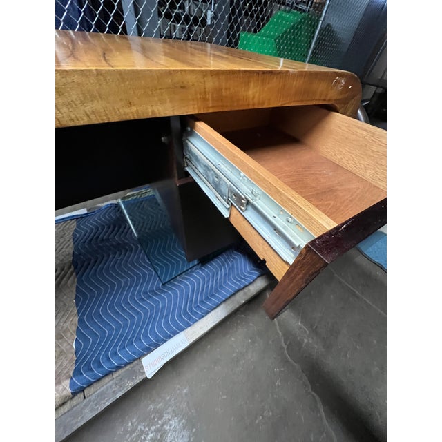 1970s Vladimir Kagan Curved Executive Desk With Exotic Wood Top and Waterfall Sides For Sale - Image 13 of 18