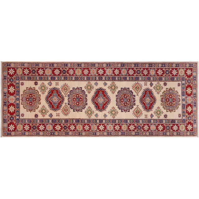 Beige Bohemian Kazak Wade Gray/Beige Wool Runner Rug- 2'10''x8'0'' For Sale - Image 8 of 10