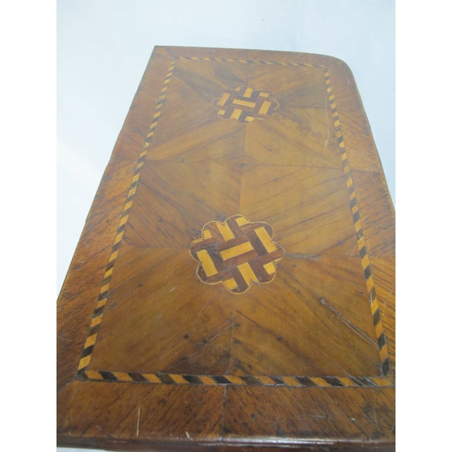 Antique Marquetry Inlaid Wood Miniature Footed Jewelry Box Vanity Chest For Sale - Image 16 of 18
