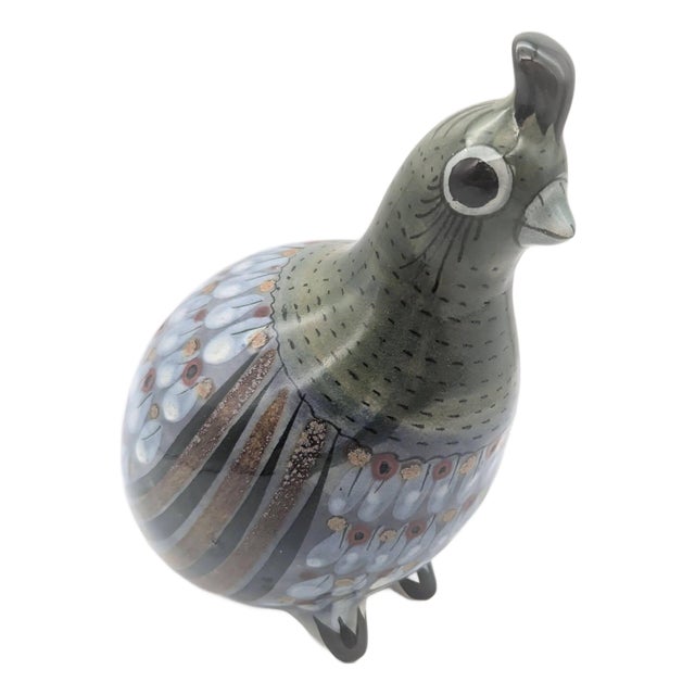 1970s Tonalá Mexico "El Palomar" Ceramic Quail Figurine by Ken Edwards For Sale
