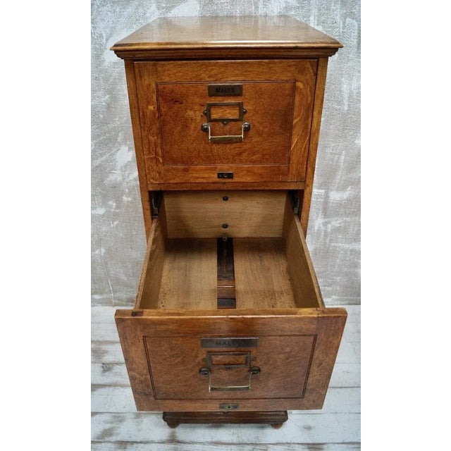 Brown Large Oak Filing Cabinet, 1930s For Sale - Image 8 of 11