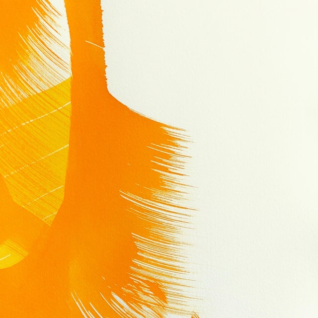 The Marigold Dress 1 - Abstract Flowy Minimalist Yellow Figurative Ink Painting on Paper by Bettina Mauel For Sale In Los Angeles - Image 6 of 6