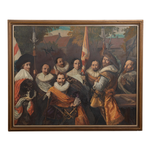 20th Century Large Original Oil on Canvas Painting of St. Adrian's Officers Assembly
