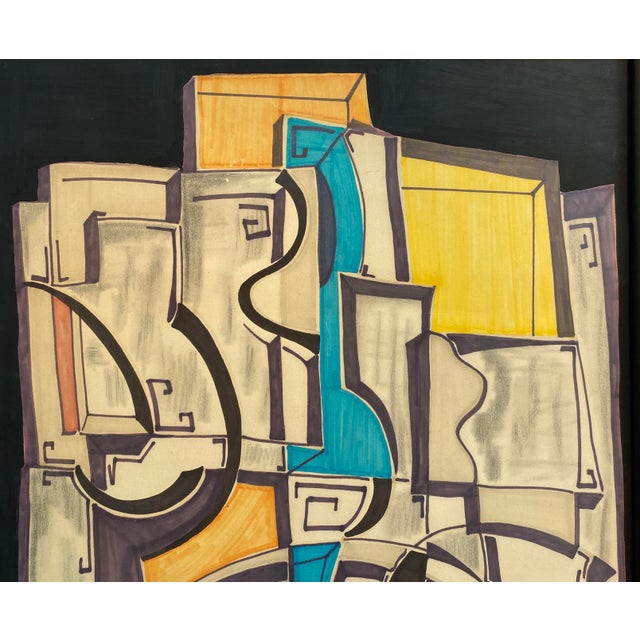 Abstract Cubist Abstract Composition, Marker & Graphite on Paper, Signed J. Forneris For Sale - Image 3 of 6