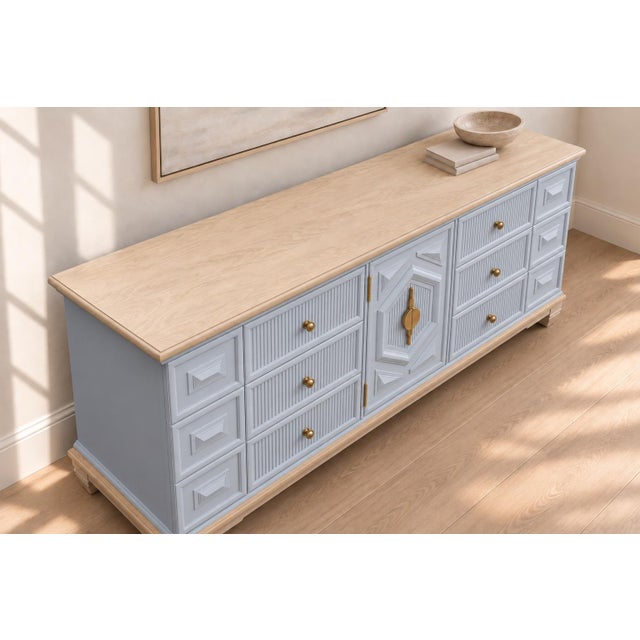Hollywood Regency Professionally Refinished Thomasville Solid Wood 9-Drawer Dresser For Sale - Image 3 of 11