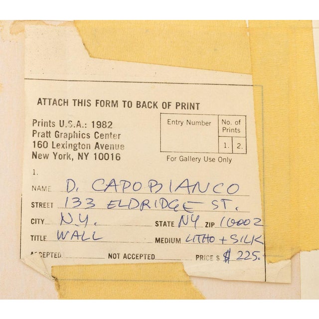 Domenick Capobianco "Wall" Lithograph and Silkscreen For Sale In New York - Image 6 of 6