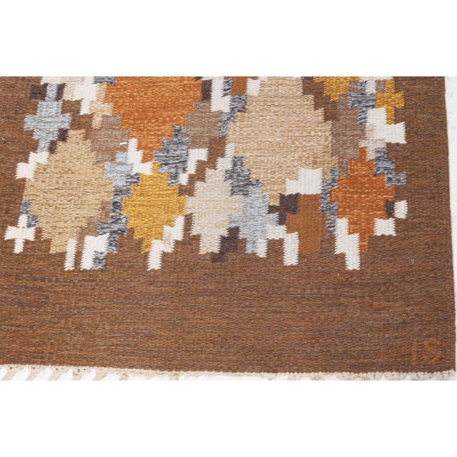Mid-Century Modern Doris Leslie Blau Vintage Swedish Flat Woven Runner by Ingegerd Silow For Sale - Image 3 of 10