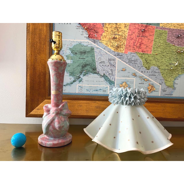 Sky Blue 1950s Ceramic Bow Lamp & Shade by Royal Haeger For Sale - Image 8 of 17