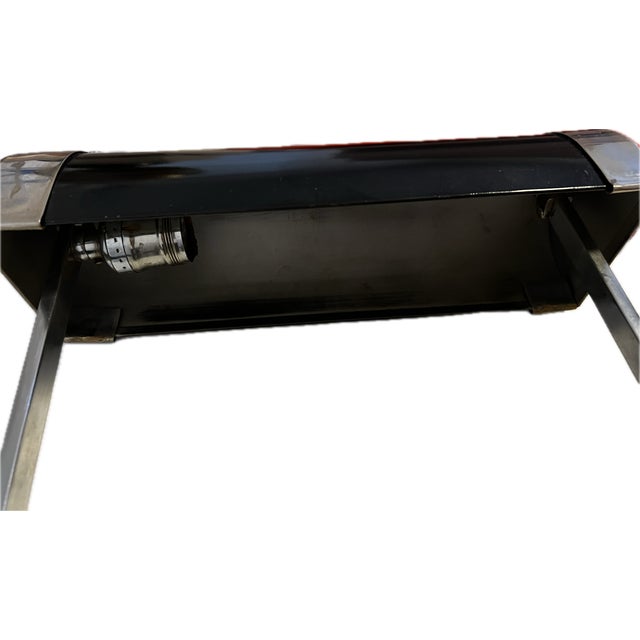 Original Art Deco desk lamp by Markel, Buffalo, NY, dating to the late 1920s–early 1930s. Features a black enameled...