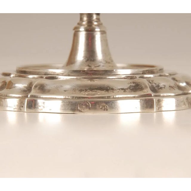 18th Century Sterling Silver Italian Rococo Style Candelabra, Set of 2 For Sale - Image 5 of 8