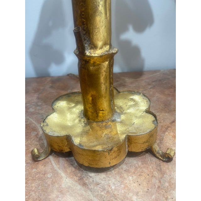 1970s Palm Frond Lamp Gilt-Metal Attributed to Maison Jansen For Sale - Image 5 of 13