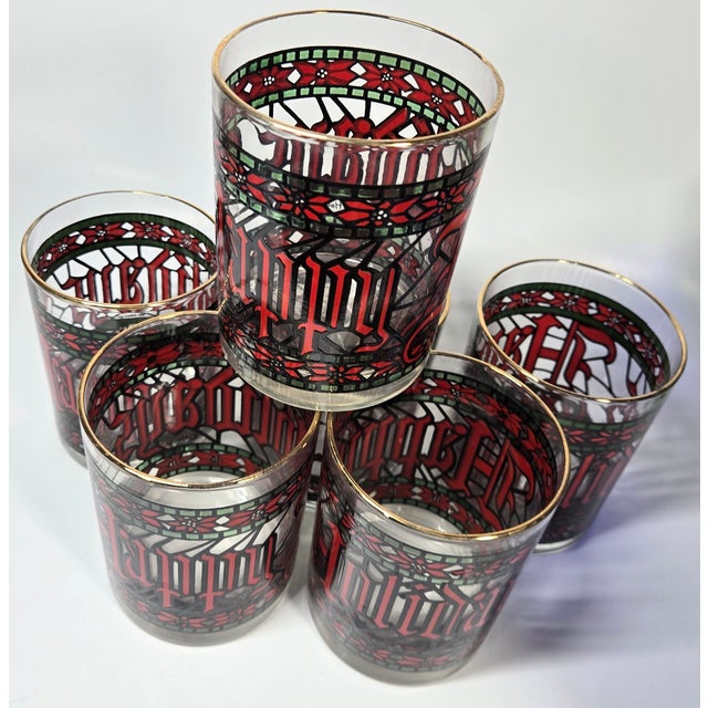 Vintage Houze Happy Holidays Double Old Fashioned Glasses- Set of Six For Sale - Image 10 of 13