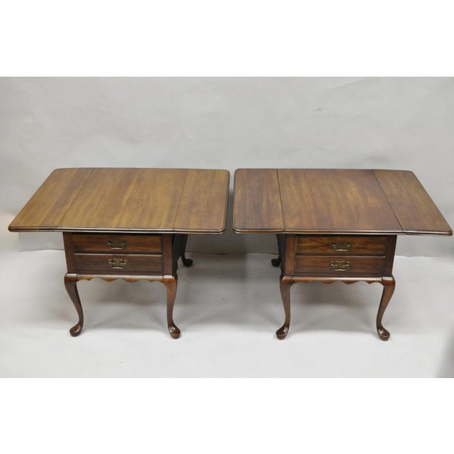 Vintage Pennsylvania House Cherry Wood Drop Leaf Pembroke End Tables - A Pair For Sale - Image 15 of 18
