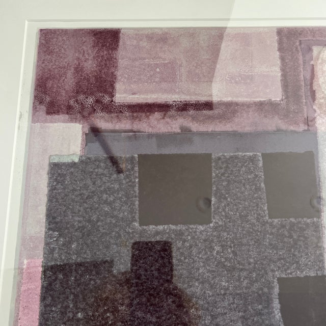Pink Original Signed and Framed Geometric Abstract Monotype Artwork For Sale - Image 8 of 8