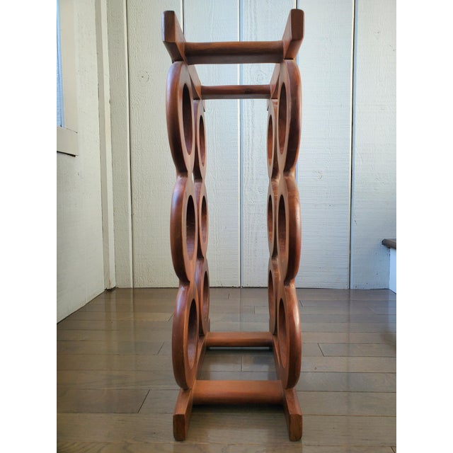 Mid-Century Modern 1960s Mid Century Modern Carved Wood Wine Holder For Sale - Image 3 of 6