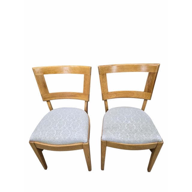 MCM Attributed Heywood-Wakefield Dining Chairs in Blonde Birch – Set of 4 For Sale - Image 9 of 10