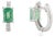 1.3Ct Natural Emerald-Cut Emerald & Diamond Hoop Earrings in 14k White Gold- A Pair For Sale