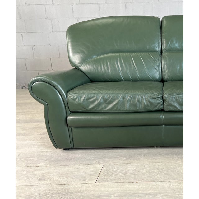 Animal Skin Vintage Dutch Green Leather Sofas – A Pair For Sale - Image 7 of 7