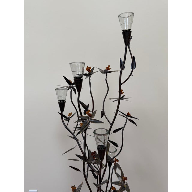 Vintage Wrought Iron Botanical Floor Candelabra For Sale In New York - Image 6 of 18