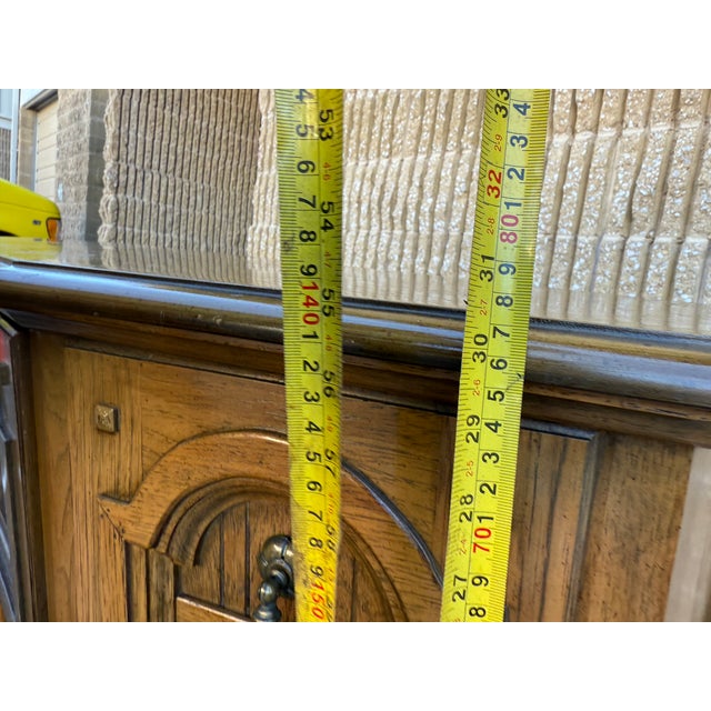 Vintage Jacobean Style Oak Sideboard Cupboard Cabinet For Sale - Image 14 of 18