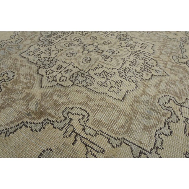 Tabriz Rug 6’5” X 9’4” Beige Wool Vintage Distressed Hand-Knotted Carpet For Sale - Image 9 of 15