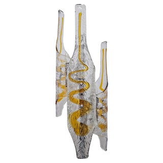 Floor Lamp in Amber and Clear Murano Glass attributed to Toni Zuccheri for Mazzega, Italy, 1970s For Sale