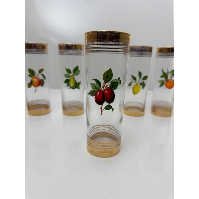 Gold Rim Fruit Glasses..Vintage 1950s Hi-Ball Cocktail Glasses For Sale - Image 4 of 4