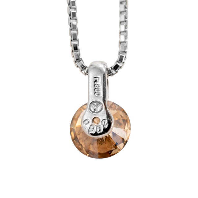 Early 21st Century Platinum 0.96ct Round Chocolate Champagne Diamond Solitaire Pendant Necklace For Sale - Image 5 of 8