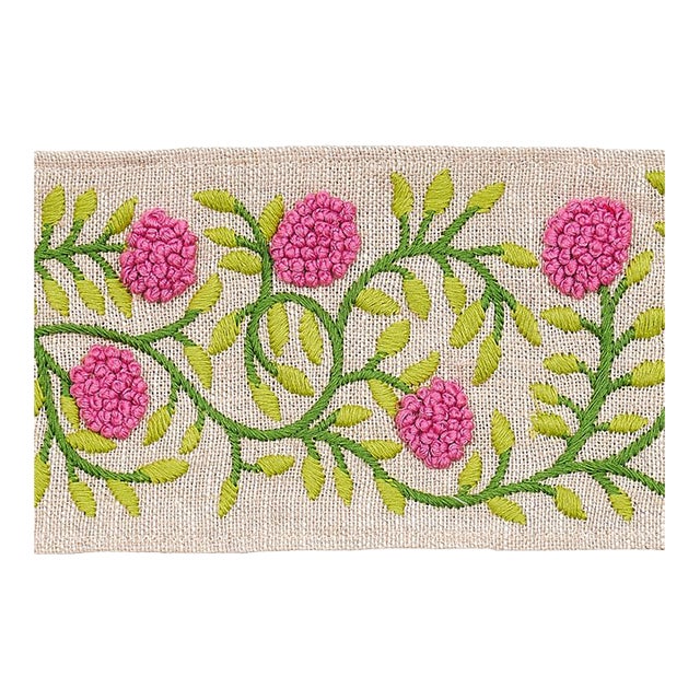 Sample - Schumacher Ashoka Tape in Orchid & Green For Sale