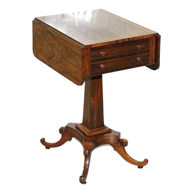 Antique Regency Drop Leaf Worktable with Drawers, 1890s For Sale