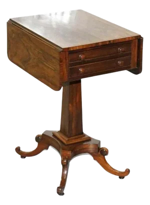 Antique Regency Drop Leaf Worktable with Drawers, 1890s