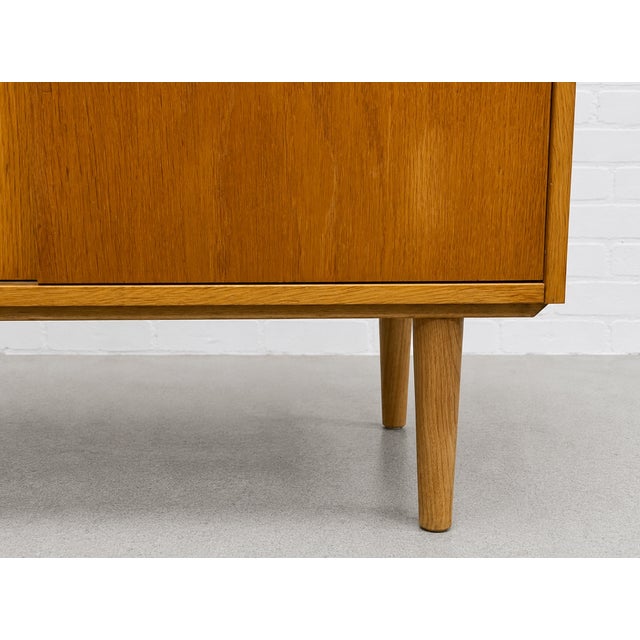 Mid Century Modern Oak Jr. Credenza | Danish Storage | Entryway Cabinet, Circa 1960's For Sale - Image 10 of 13